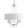 Niss� Polished Nickel Five-Light Chandelier with White Linen Shade