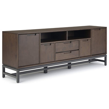 Mid Century TV Stand, Multipurpose Cabinets & Storage Drawers, Walnut Brown