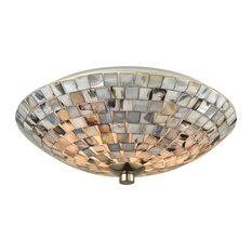 Coastal / Beach 2 Light Flush Mount in Satin Nickel Finish