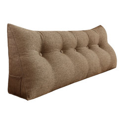 WOWMAX - Decorative Bed Wedge, Long Lumbar Pillow, Back Support Sofa Pillow, Linen Coffee, 59x20x8 - Bed Pillows