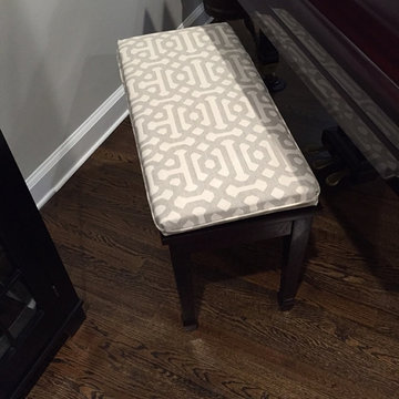 Custom Size Piano Bench Cushion ~ Sunbrella Fretwork Fabric