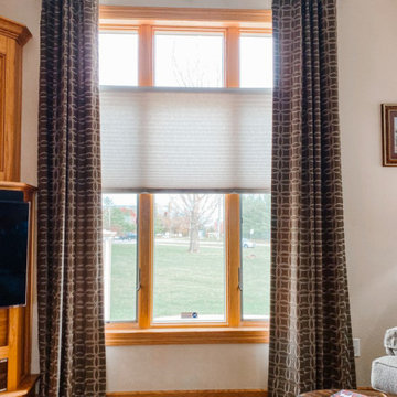 Layered Custom Drapery and Cordless Cellular Shade