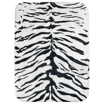 Tiger Print Throw Blanket, White, 42"x60"
