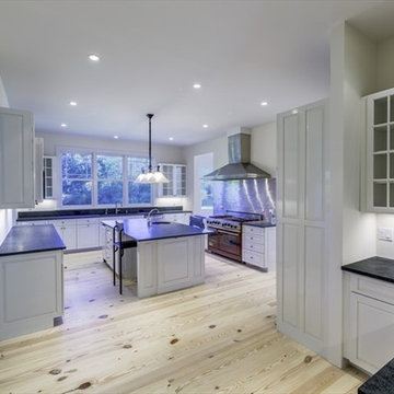 MATTITUCK: WIDE PLANK RUSTIC YELLOW PINE INSTALLED, BLEACHED & STAINED/ WB POLY