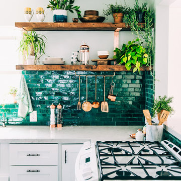 Copper Plated C-Brackets and Rustic Doug Fir Shelves