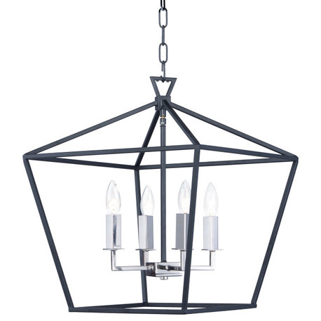 25156TXBPN Abode 4-Light Chandelier in Textured Black / Polished Nickel