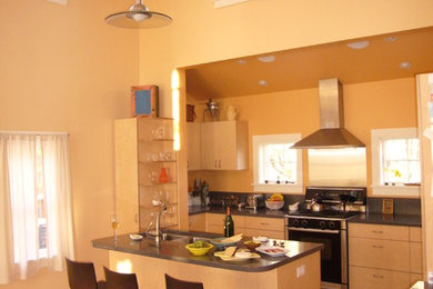 Example of a trendy kitchen design in Boston