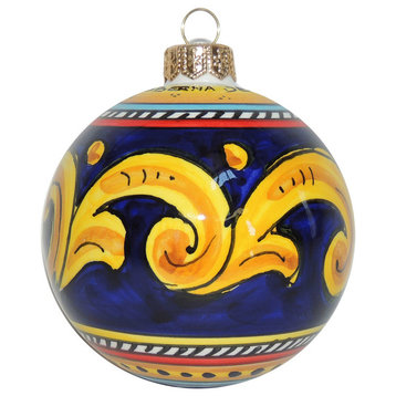 Italian Ceramic Christmas Ornament, Deruta Blue, Ceramiche Sberna