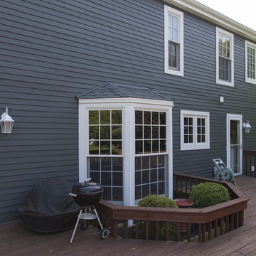 Home transformed with James Hardie Iron Gray Siding & new windows in Wheaton IL