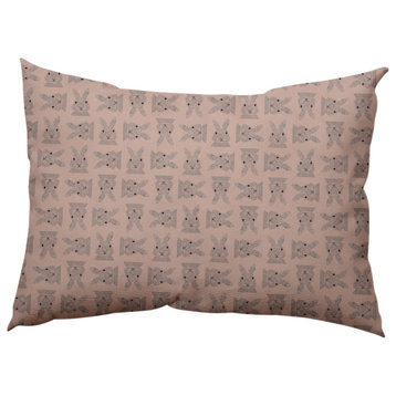 Criss Cross Bunnies Easter Decorative Lumbar Pillow, Sunwashed Red, 14x20"
