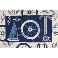 Blue & White Nautical Indoor Rug, 22"x34"