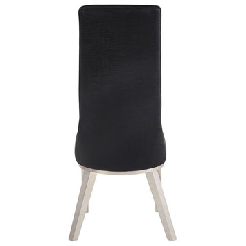 Gianna Dining Chair, Set of 2, Black PU and Stainless Steel