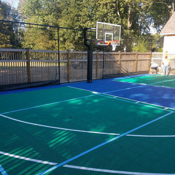 Hingham , Massachusetts Backyard Basketball Court