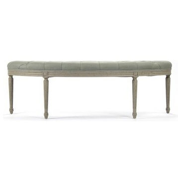 Bench LOUIS Curved Sage Green Linen
