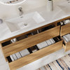 The Beacon Bathroom Vanity, Double Sink, 84", Natural Oak, Wall Mounted