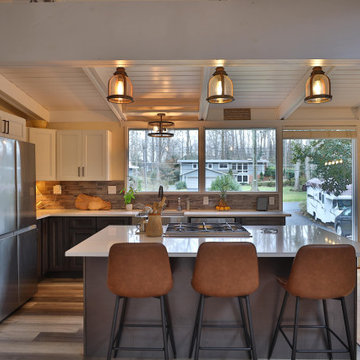 Kitchen remodel in Frederick, MD with white granite countertop and stainless st