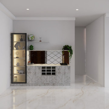 Marble Bar Cabinet with Wine Rack