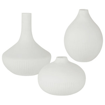 Apothecary Satin White Vases, Set/3"