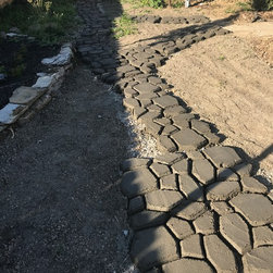 Back yard, fence, stone path - Gardening And Lawn Care