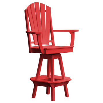 Poly Lumber Adirondack Swivel Bar Chair with Arms, Bright Red