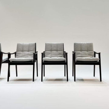 Nordic design fabric armrest dining chair
