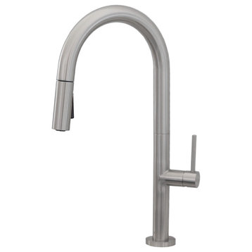 Single Handle Pull Down Sprayer Kitchen Faucet, Brushed Nickel Finish
