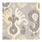 Gray and Yellow Giant Ikat Linen Fabric