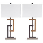 Signature Design of Ashley - Syler Table Lamp (Set of 2) - Dig cool, contemporary style? Behold the Syler table lamp. Thin metal base supports angular accent pieces while rectangle shade completes the geometric look. Place lamps wherever the mood strikes for a modern look with an artistic twist.