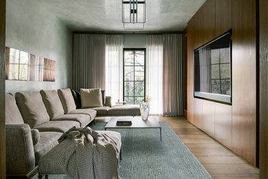 Example of a trendy home theater design in Houston