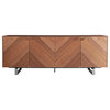 Alvarado 79" Sideboard, American Walnut With Brushed Stainless Steel Base