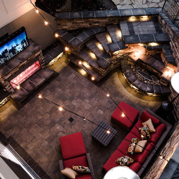 Walk out basement patio w/TV, Gas fireplace and water feature - Lewis Center, OH