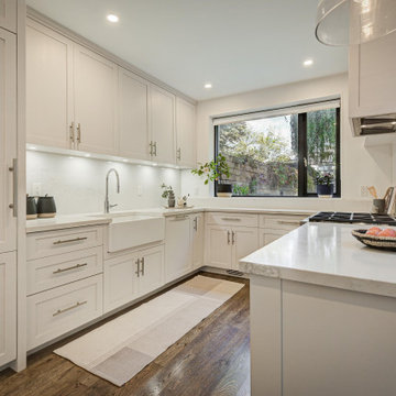 Pasadena Kitchen Remodel With Farmhouse Sink & Shaker Cabinets