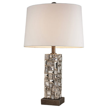 Silver Table Lamp With Abstract Mirror Design