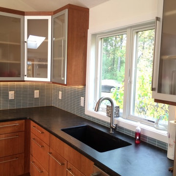 Vivaro Aluminum Frame Kitchen Cabinet Doors with Frosted Glass Inserts