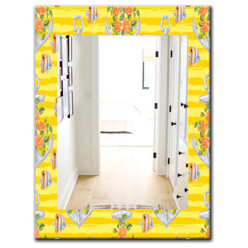Designart Yellow Moods 9 Traditional Frameless Vanity Mirror, 24x32