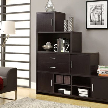Monarch Specialties Cappuccino Hollow-Core Left Or Right Facing Step Bookcase