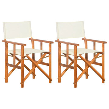 vidaXL Director's Chair 2 Pcs Camping Chair for Outdoor Garden Solid Wood Acacia
