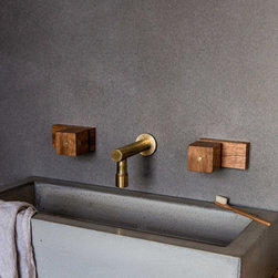 Jo-Hannah Long Brass Spout with Brass Backplate - Bathroom Fixtures