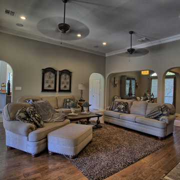 Open style kitchen with living area