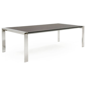 Modrest Fauna Modern Elm Grey and Stainless Steel Chrome Dining Table