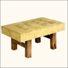 Contemporary Solid Wood & Tufted Fabric Backless Sofa Bench