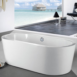66" x 31" White Oval Soaking Free-Standing Pedestal Bathtub - Bathtubs