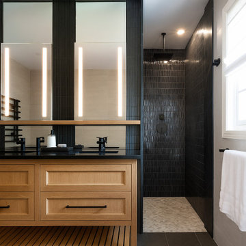 Dark Contemporary Primary Bathroom
