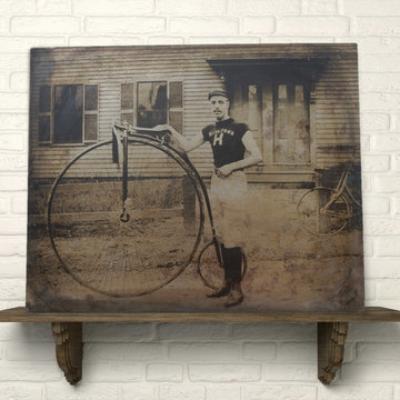 20 x 16 Tintype Bicycle Racer Portrait - Pennyfarthing or Big Wheel Bicycle