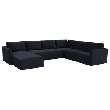 TOV Furniture Willow Navy Upholstered Modular Large Chaise Sectional