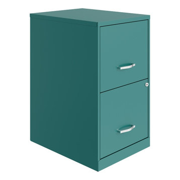 Space Solutions 18in 2 Drawer Metal File Cabinet Teal/Turquoise