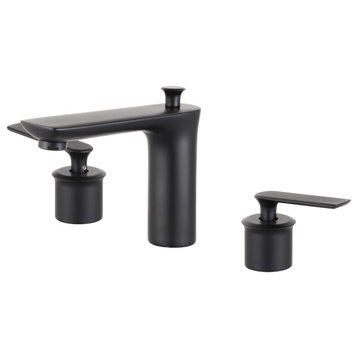 Modica Double Handle Matte Black Widespread Bathroom Faucet With Drain Assembly