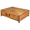 Handmade Solid Teak Wood Large Coffee Table with Storage