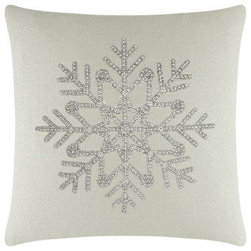 Sparkles Home Rhinestone Snowflake Pillow - 16x16" - Linen