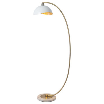 Luna Bella Chairside Arc Floor Lamp - Brass/Gold Leaf, White